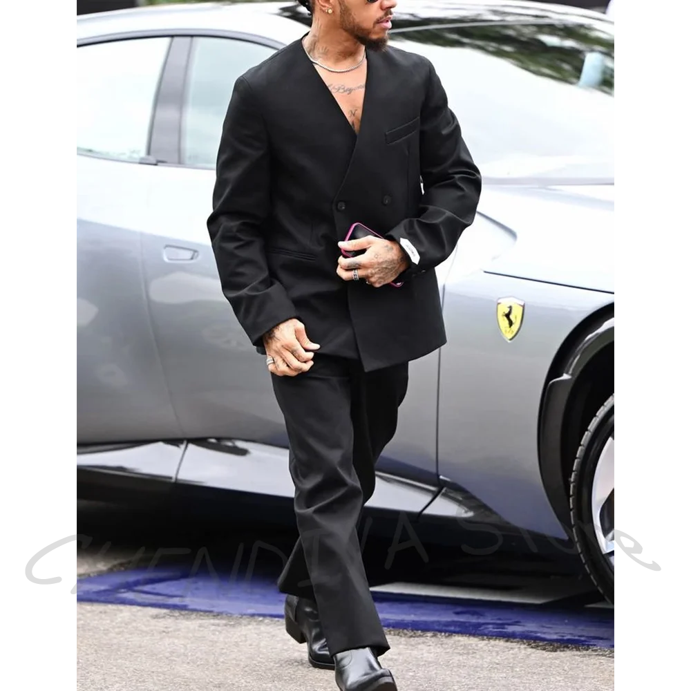 Simple Fashion Men's Suit Double Breasted Wedding Groom Tuxedo Custom Gentleman High Quality Business Formal Set Two Pieces