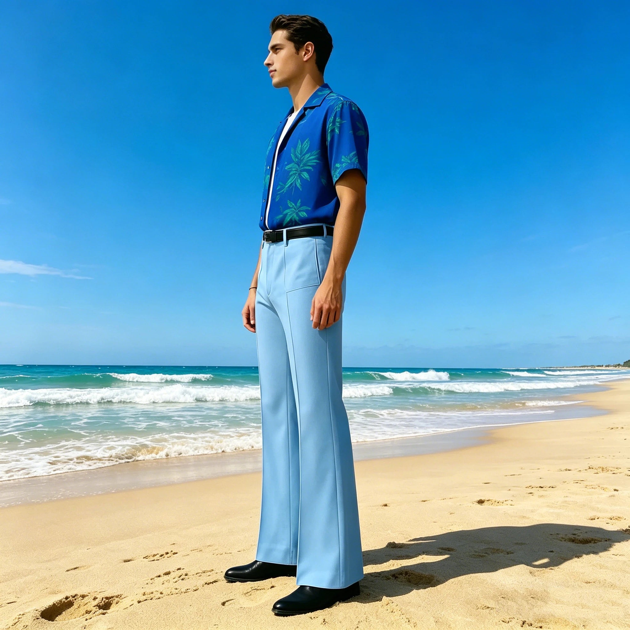 Vintage Men's Flare Pants High Waist Pleated Suit Trousers Formal Business Bell Bottom Pants For Casual Party Wedding Streetwear