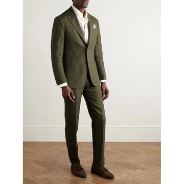 Single Breasted Peak Lapel 2 Pieces Men's Suit Slim Fit Business Casual Office Male Clothing Jacket+Pants