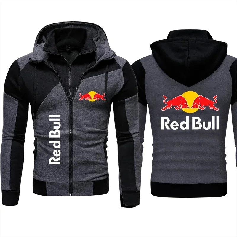 2024 Autumn Men Red Bull Logo Print Hoodie Sweatshirt Trendy Harajuku Pullover Men Sportswear Red Bull Racing Clothing Zip Hoody