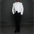 White And Black Contrast Suit For Men Elegant Fashion Peaked Lapel Regular Fitted Outfits Two Pieces Formal Party Male Set