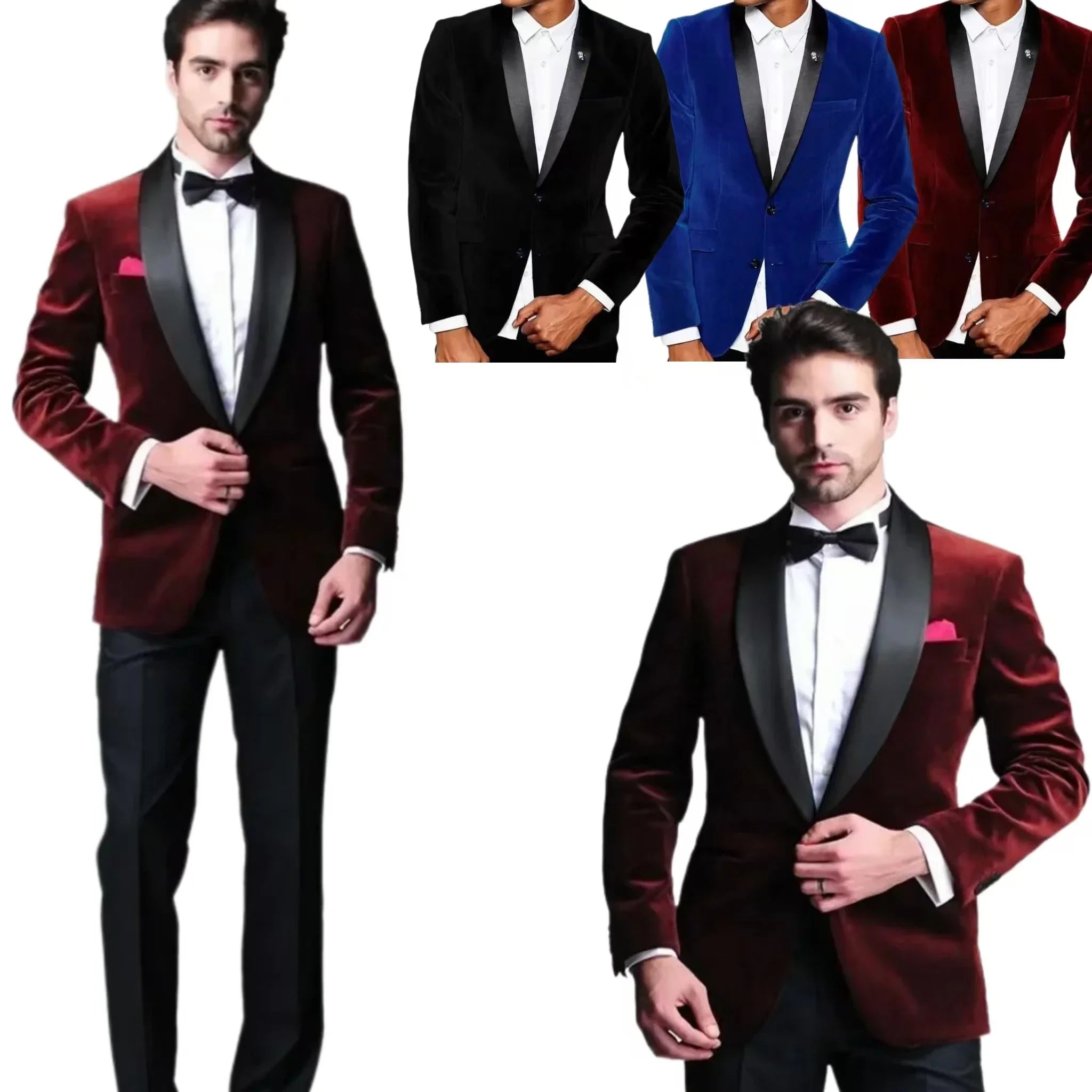 Ternos masculinos Velvet Single Blazer Shawl Lapela 2 peças Blazer e Pantstuxedos casaco de festas de casamento Tuxedo Tuxedo para homens