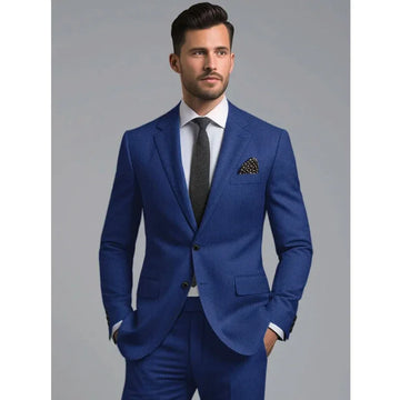 2 Piece Notch Lapel Single Breasted Blue Suits for Men Skinny  Jacket Pants Formal Business Blazer Slim Fit Costume Homme Terno