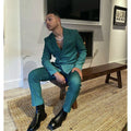 Elegant Men's Suit Set 2-piece Work Solid Color Business Casual Formal Occasions Dress Wedding Blazer+Pants