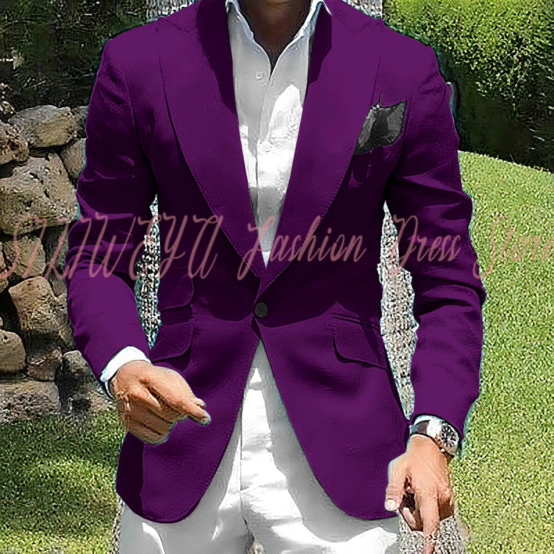 Fashion Single Breasted 2 Pieces Men's Suit Jacket Pants High Quality Boutique Male Clothing Customized