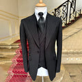 3 Pieces Men's Suit Jacket Pants Vest Black Stripe Fashion Blazer Set Business Casual High Quality Traje De Hombre Elegante
