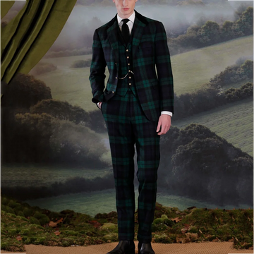 Slim Plaid Suit For Men Business Casual Wedding Suit Peak Lapel Luxury Three Pieces Gentleman Formal Occasion Male Clothes Set