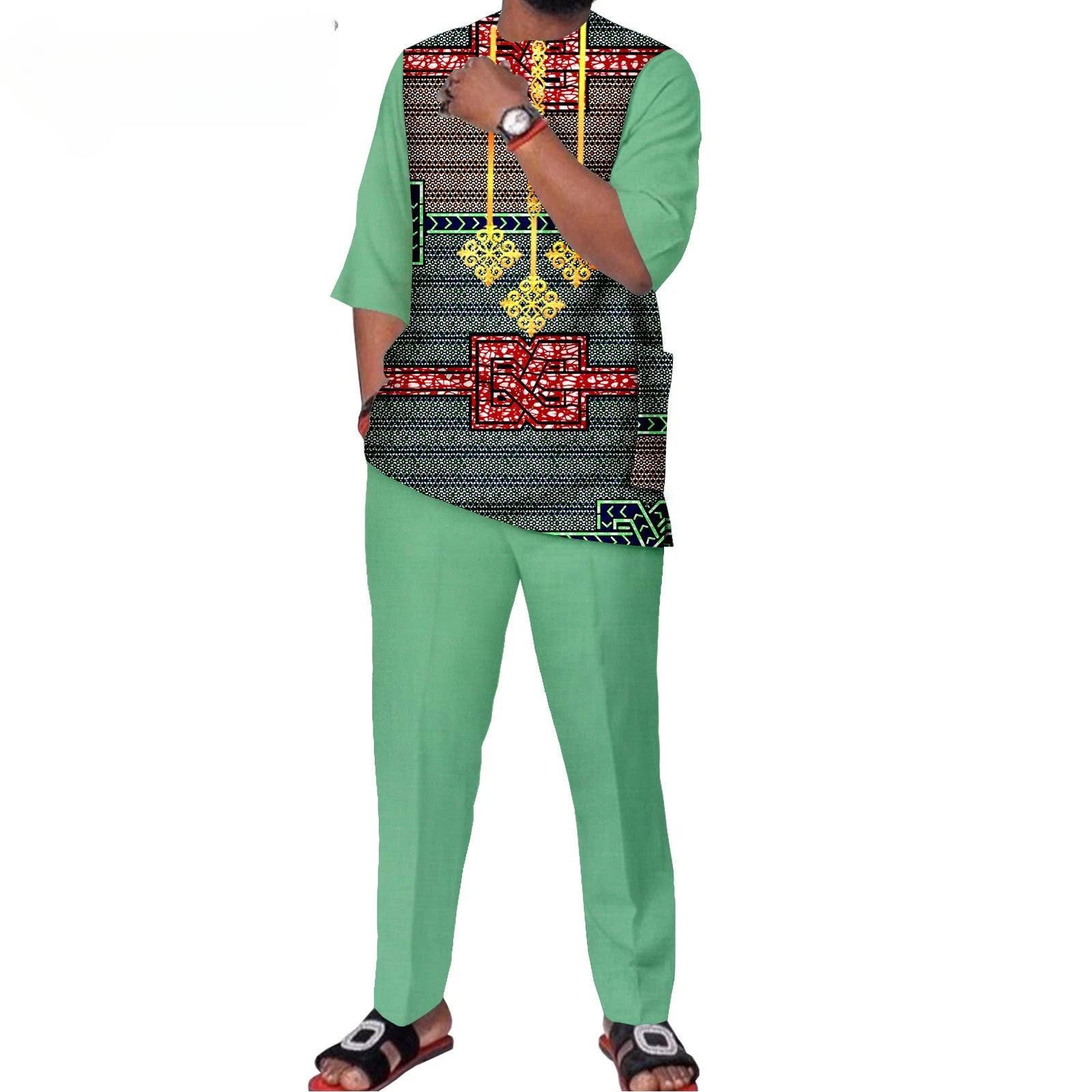 2025 African Clothing for Men Outfit Dashiki Tops Shirts Pants Set Print Wear Clothes Outwear Ankara Blouse  Suits for Men