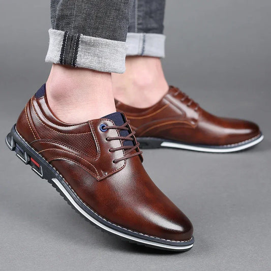 New Fashion Mens Business Casual Shoes Soft-Soled Non-Slip Breathable All-Match Man Footwear Black Men Leather Shoes Spring