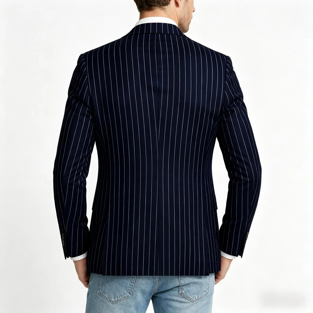 Men's Pinstripe Blazer Jacket Casual Slim Fit  Business Striped Blazer with Pocket Lightweight for Party Wedding Streetwear