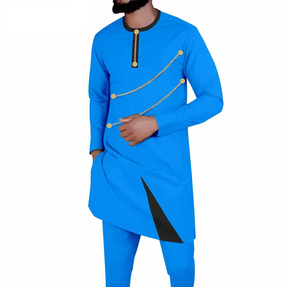 Explosive African Ethnic Solid Color Men's Casual Suit Top + Pants Ropa Hombre  Roupas Maculinas T Shirt for Men  Suits for Men