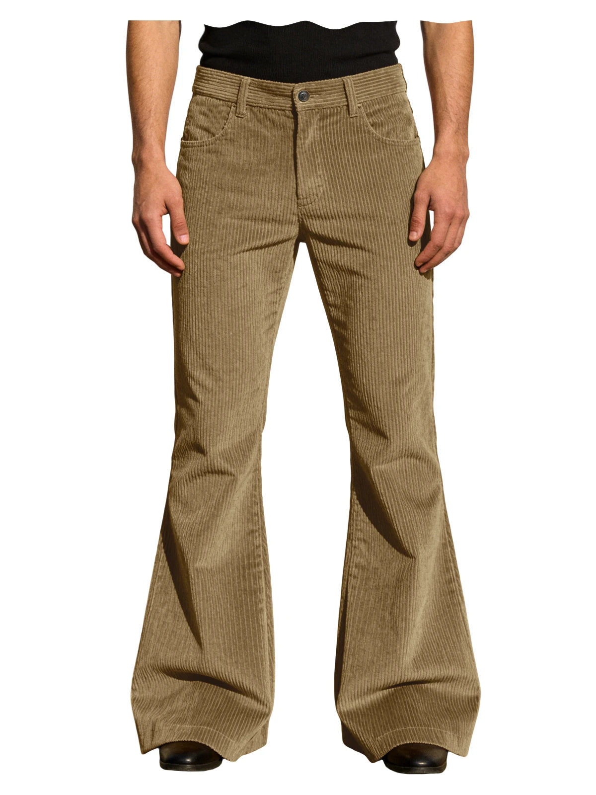 Men's Corduroy Flare Pants Vintage High Waist Bell Bottom Trousers Retro 70s Style Casual Pants for Daily Wear Streetwear