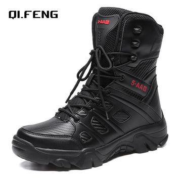 Big Size 47 Men's Boot Combat Mens Ankle Boot Tactical Warm Fur Army Boot Male Shoes Work Safety Shoes Motocycle Boots