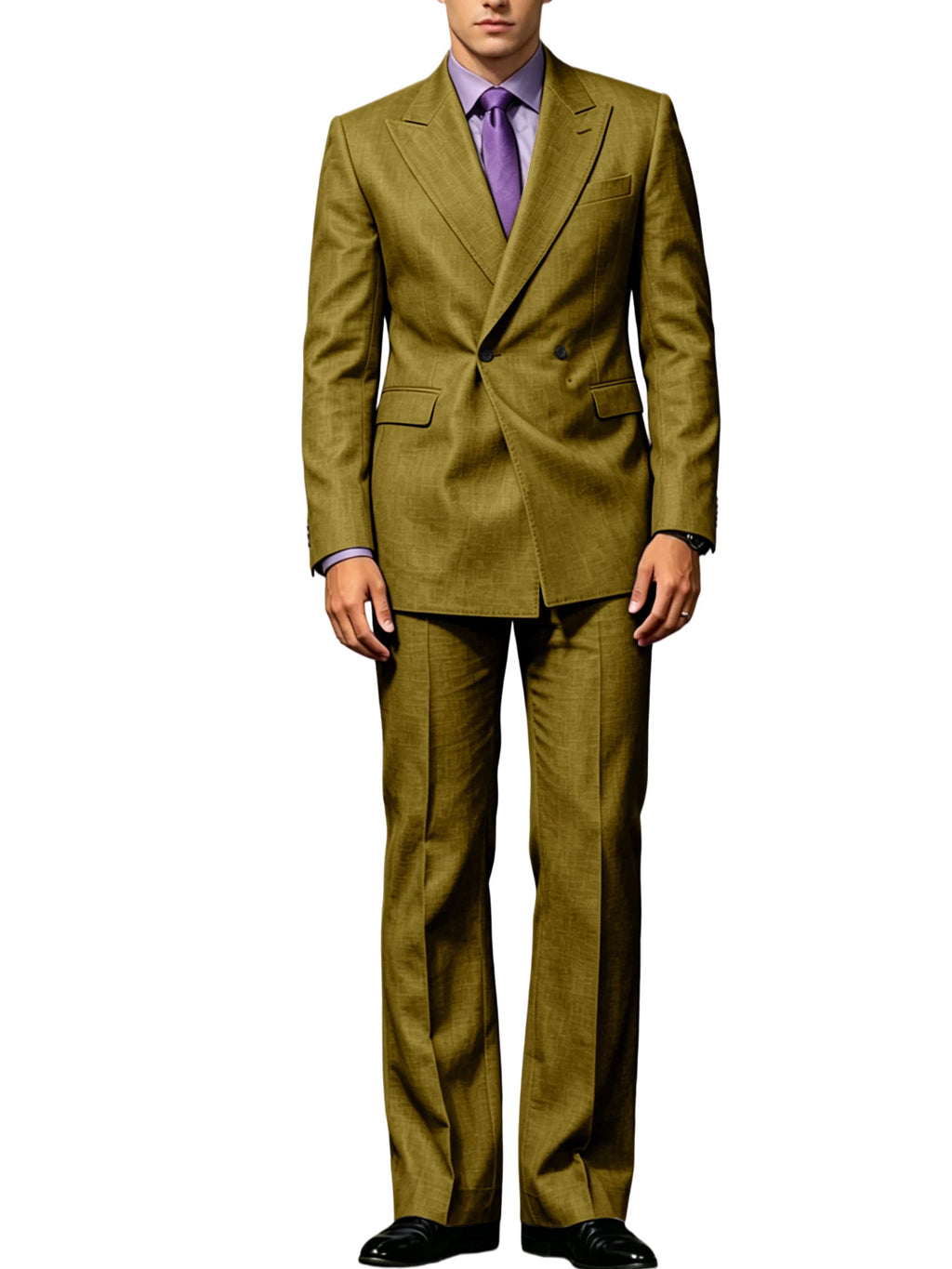 Vintage Men's Beige Linen Suit Notched Lapel Double Breasted Formal Blazer Set Summer Lightweight Wedding Party Trousers Suit Fo