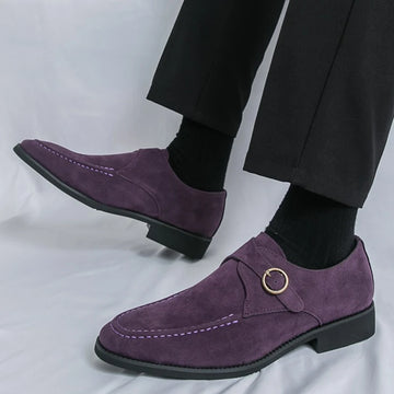 New Luxury Designer Men's Black Purple Brown Wedding Dress Shoes Male Monk Strap Loafers Zapatos Hombre