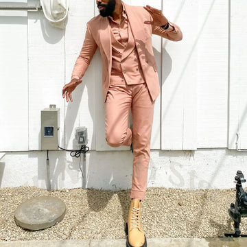 New Fashion 3 Pieces Suit For Men Double Breasted Peak Lapel Slim Fit Tailored Blazer Vest Pants Casual Party Male Clothing