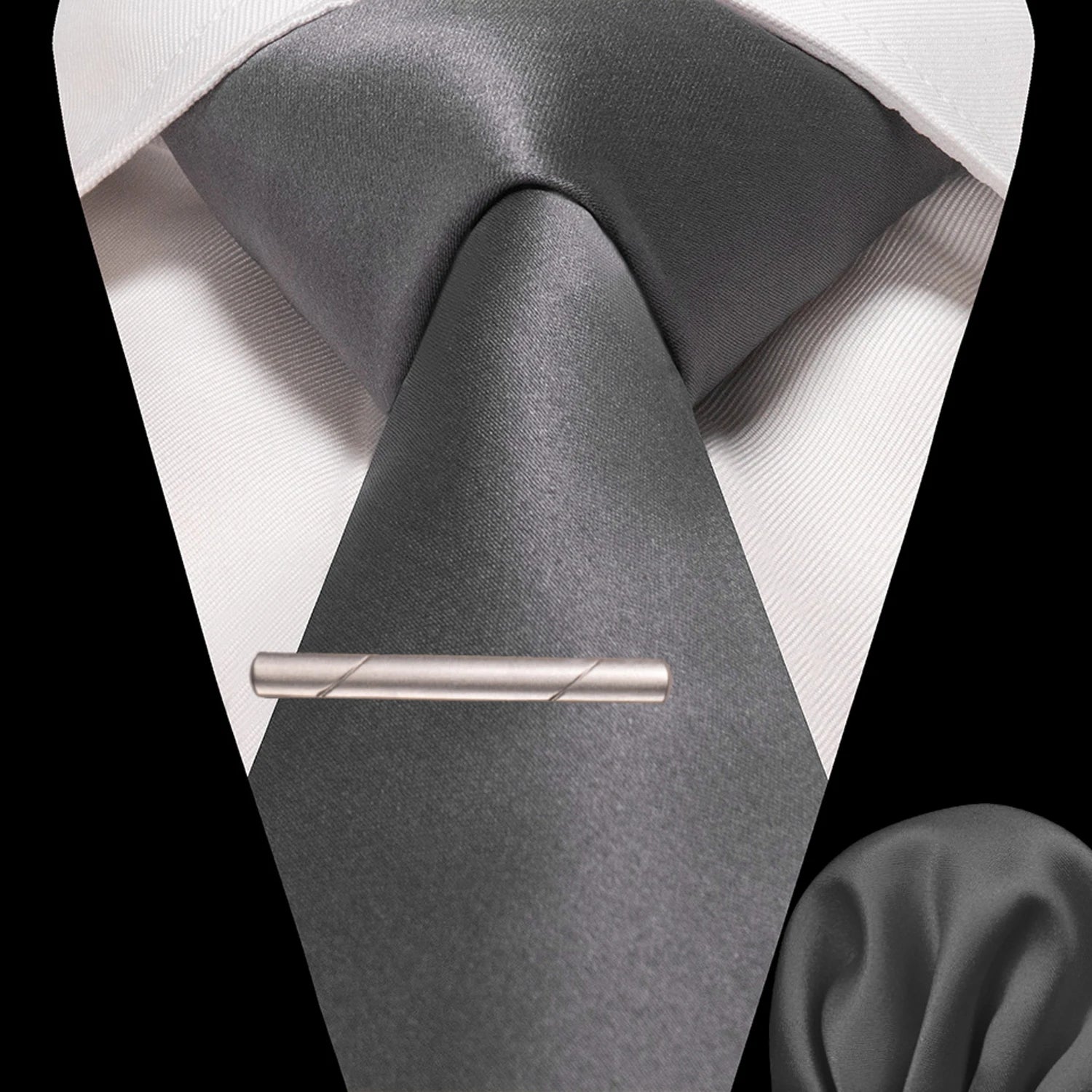 JEMYGINS Solid polyester Men Tie Handkerchief tie clip Set Blue Pink Mint Green Necktie for Wedding Party Business Accessories