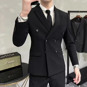 Plus Size 5XL Men Double Breasted Suit Jacket Autumn Spring Business Slim Blazer Hombre Streetwear Party Wedding Costume Homme