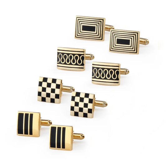 Cufflinks de 4 pares para masculino com caixa de presente Camisa Cufflinks convidados de casamento presentes de homens presentes para o marido