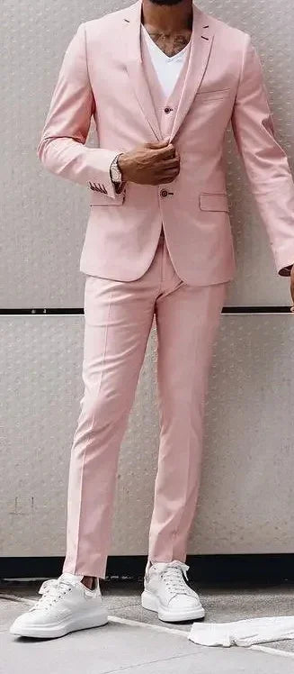 2024 homens de linho teram casamento formal casamento elegante noivo rosa smoking baile slim fit blazer hombre de alta qualidade personalizado conjunto de 3 peças