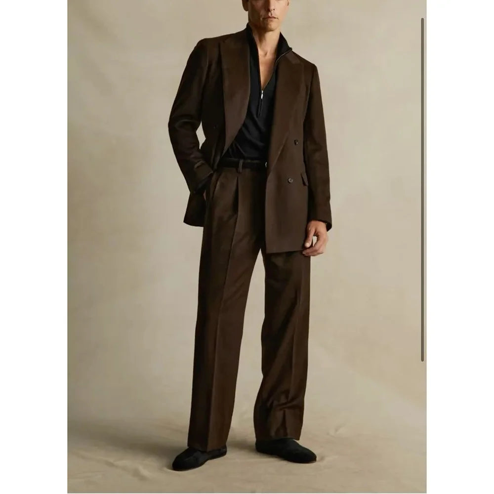 Loose Style 2 Pieces Men's Suit Jacket Pants Business Casual Travel Office Male Clothing 2025 Customized