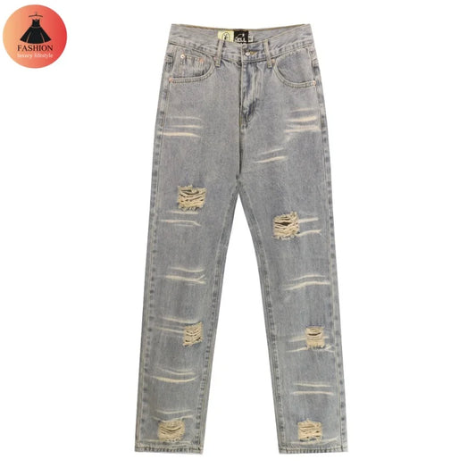 Latest 24SSHellstar Blue Washed High-quality Denim Jeans Solid Color Straight High Street Men's Women's Casual Pants