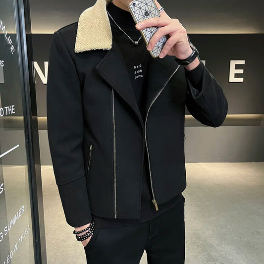 High Quality Winter Woolen Jacket Men Casual Business Trench Coat All-match Social Men Clothing Streetwear Overcoat M-3XL