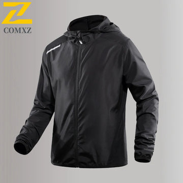 Men's Water-Resistant Sun Jacket UPF50+ for Outdoor Sports Running Hiking - Breathable Quick-Dry Lightweight Mesh Hooded Summer