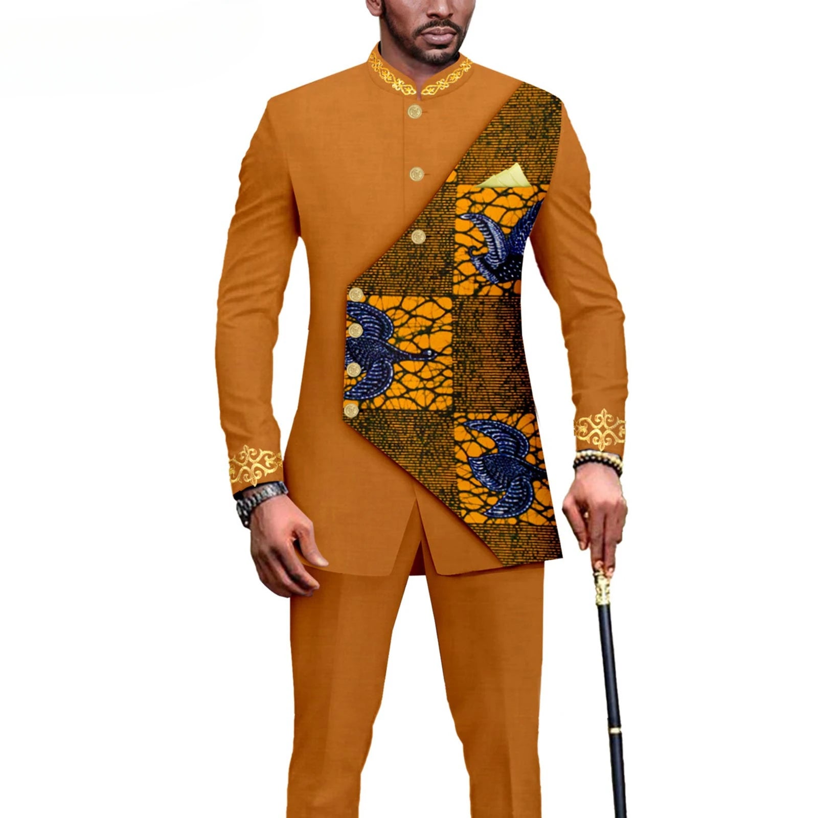 2025 Elegant African Style Men's Luxury Suit Plaid Stripe Single Breasted Suit and Pants 2 Piece Casual Business Suit for Men