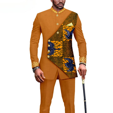 2025 Elegant African Style Men's Luxury Suit Plaid Stripe Single Breasted Suit and Pants 2 Piece Casual Business Suit for Men