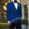 Double Breasted Men Suits Wedding Suit Groom Elegant Shawl Lapel 2 piece Slim Fit Man Set Jacket With Black Pants Formal Blazer