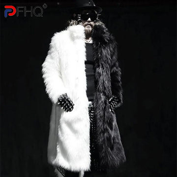 PFHQ Men's Faux Fur Coat Thickened Cotton Warm Darkwear Comfortable Heavy Industry Male Long Length Windbreakers Autumn 21Z2161