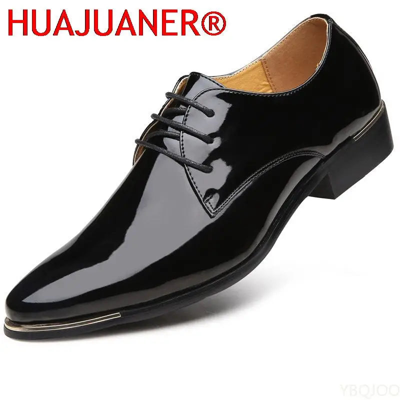 2025 Newly Men's Quality Patent Leather Shoes White Wedding Shoes Size 38-48 Black Leather Soft Man Dress Shoes