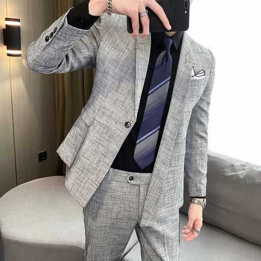 Asymétrie Blazer 2021 Blazer Spring Blazer Suit en réseau personnalisé Robe de mariée Two Piece Men Tuxedo costume fumer uomo