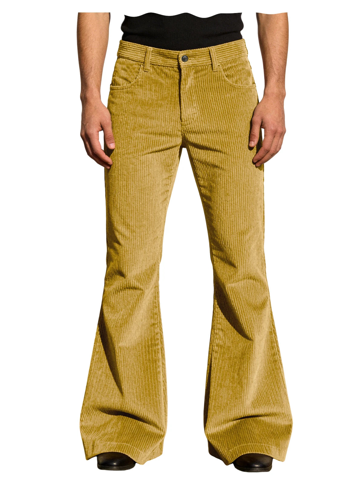Men's Corduroy Flare Pants Vintage High Waist Bell Bottom Trousers Retro 70s Style Casual Pants for Daily Wear Streetwear