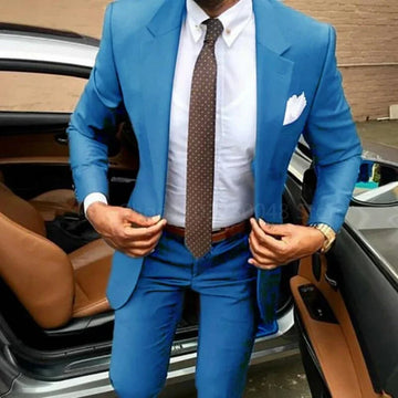 2 Piece Coffee Slim Fit Men Suits  Groom Tuxedos Notch Lapel One Button Blazer Pants Sets Wedding Prom Business Costume Homme