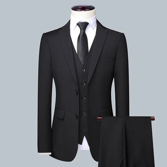 Haute qualité (Blazer + gilet + pantalon) hommes simples affaires élégant de la mode Entretien de gentleman costume slim 3 et 2 pièces costume