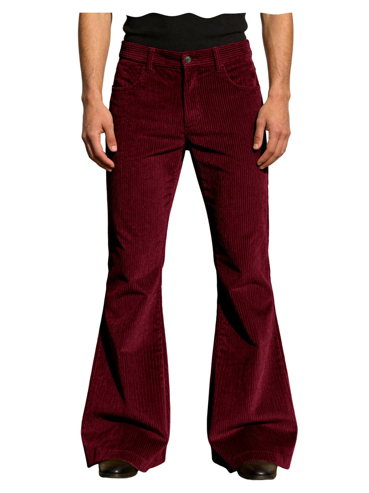 Men's Corduroy Flare Pants Vintage High Waist Bell Bottom Trousers Retro 70s Style Casual Pants for Daily Wear Streetwear