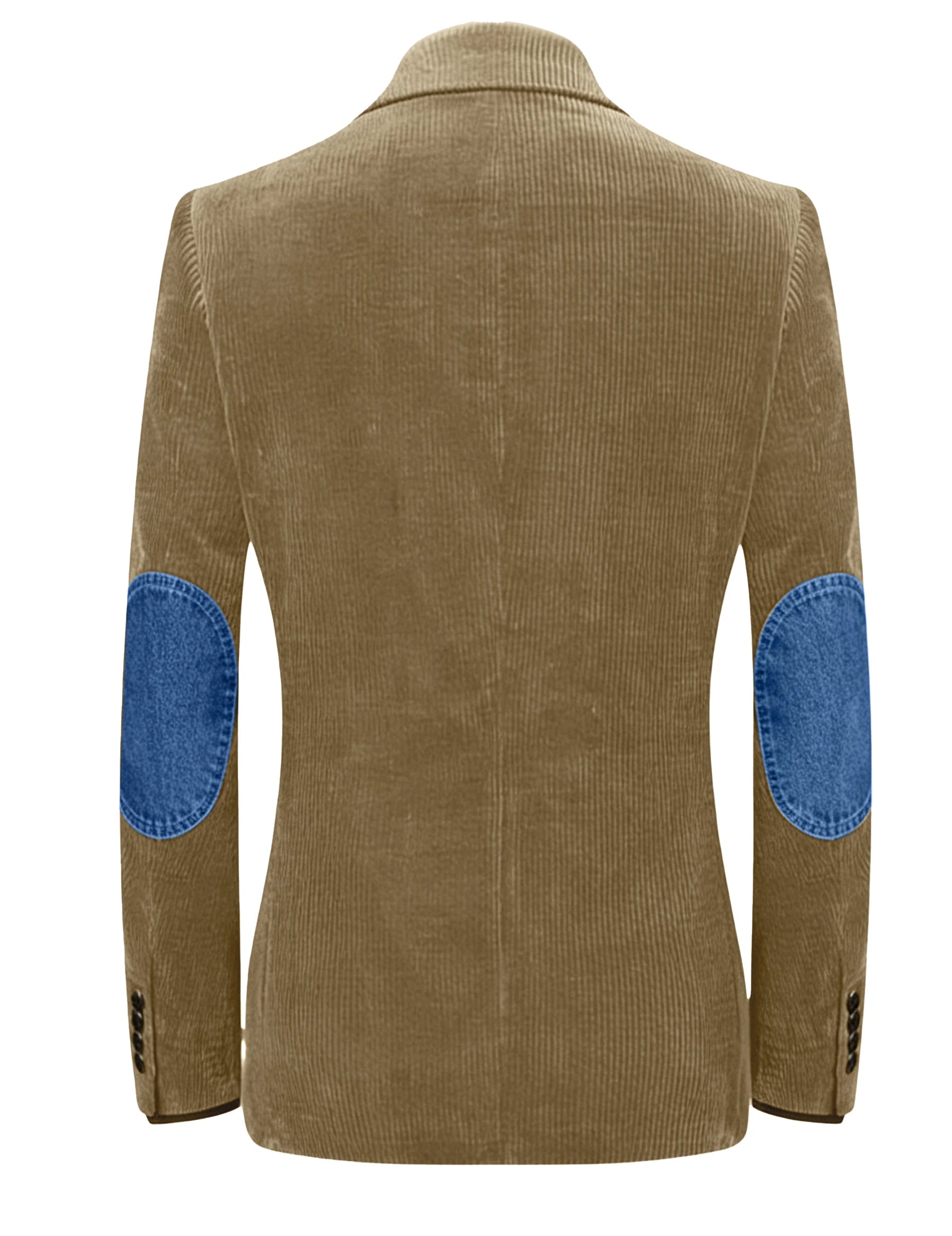 Vintage Men's Corduroy Blazer Jacket with Denim Elbow Patches Casual Business Notch Lapel Suit Sport Coats for Men Spring