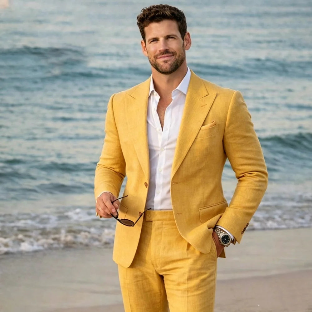 Linen Summer Suit Separates for Men 2 Pieces Wedding Groom Tuxedo Custom Blazer with Pants for Beach Destination Party 2026
