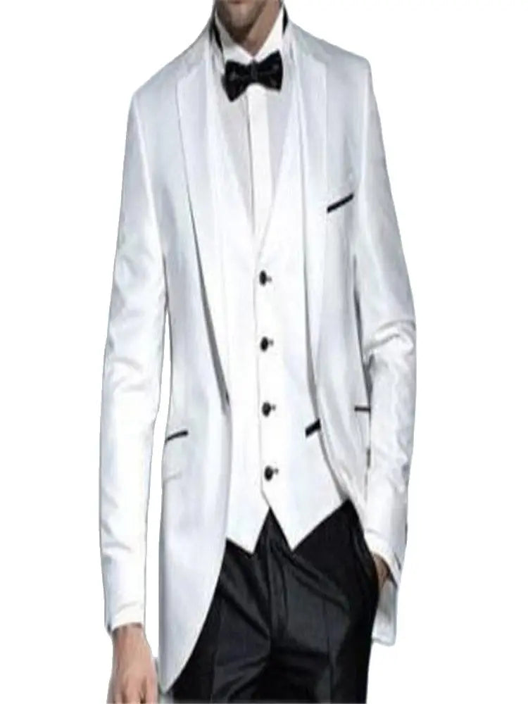 New Classic Men’s Suit Smolking Noivo Terno Slim Fit Easculino Evening Suits For Men White Groom Tuxedos One button Best Man Par