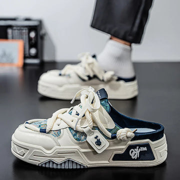 Trendy Half Slippers For Men Spring Autumn Outer Wear Lazy Person One Step No Heel Board Slippers Youth Casual Slippers