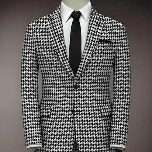 American Style Plaid Formal Men Suit Jacket For Wedding Groom 1 Piece Notch Lapel Slim Fit Houndstooth Male Tuxedo Blazer 2025