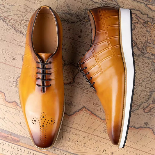 Business Leisure Men Shoes Genuine Leather Handmade Casual Style Fashional Comfortable Office Dress Man Shoe Lace Up Brogue Shoe