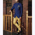 Slim Fit Men Suits Chic Incline Single Breasted Coat Pants Contrast Color High Quality Male Set 2 Piece Groom Wedding Suit