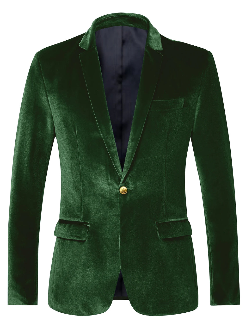 Men's Velvet Blazer Notch Lapel Slim Fit Suit Jacket With Gold One Button Suit Coat For Wedding Party Prom