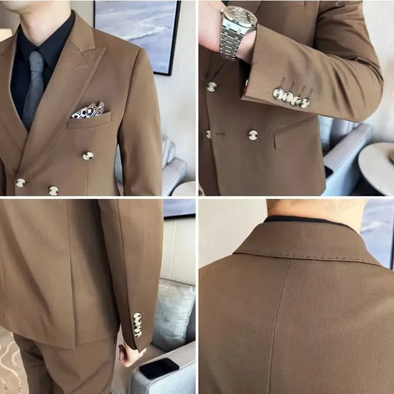 Suits Blazers (Jackets+Vest+Pants) Men S-6XL Double-breasted Suits/Korean Style Groom's Wedding Dress 3-piece Set/Man Luxury