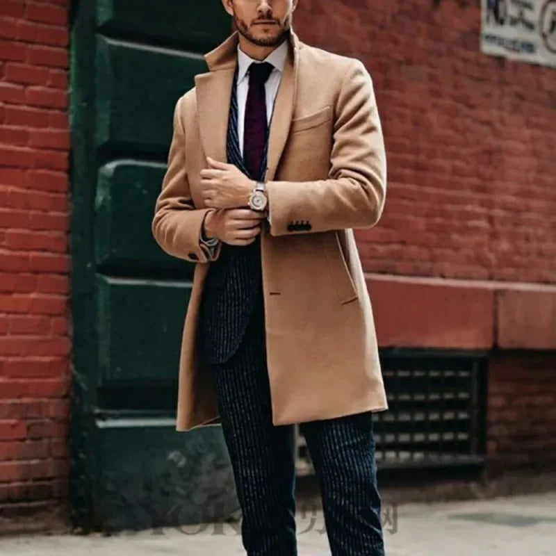 2023 Autumn e inverno masculino Novo cacote de lã de dupla face de dupla face Autumn e Winter Woolen Coat Trend