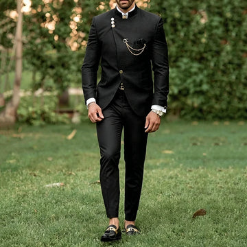 Mens 2 Piece Black Tuxedo Suit Slim Fit Suits for Men Wedding Prom Tuxedo Single Breasted Blazer Pants Set costumes hommes