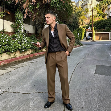Formal Men's Suit 2 Pieces Jacket Pants Wedding Groom Tuxedo High Quality Boutique Male Chic Outfits Traje De Hombre Elegante